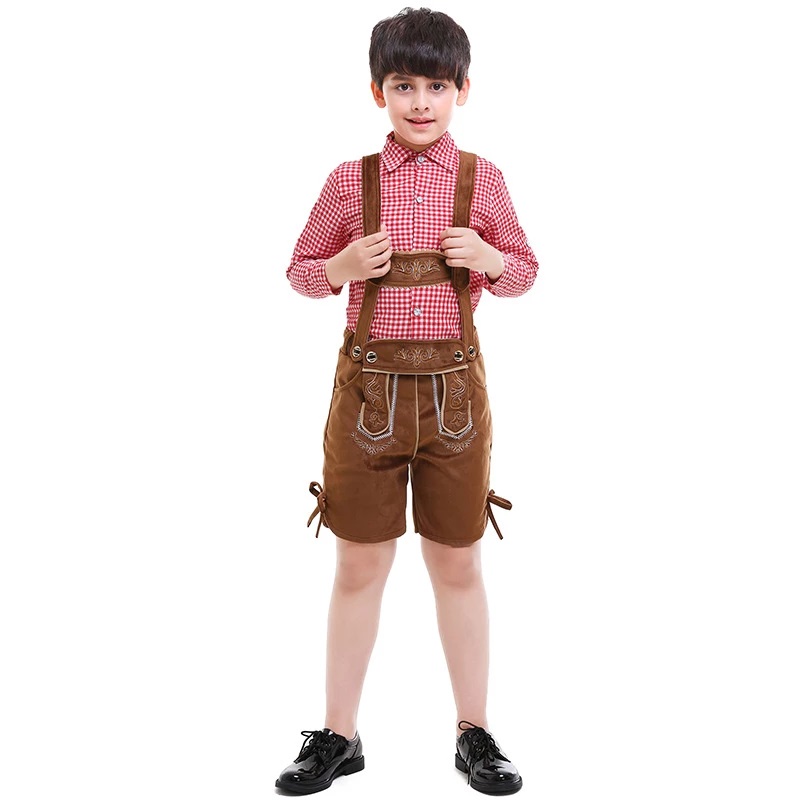 Kids Oktoberfest Costume Lederhosen Bavarian German Festival Beer Cospaly for Teen Boys