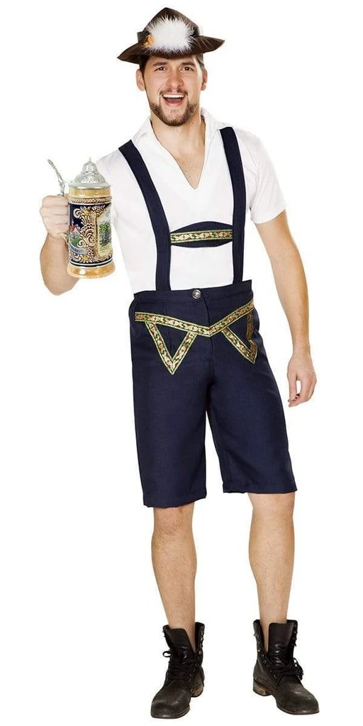 Men Oktoberfest Bavarian Lederhosen Costume