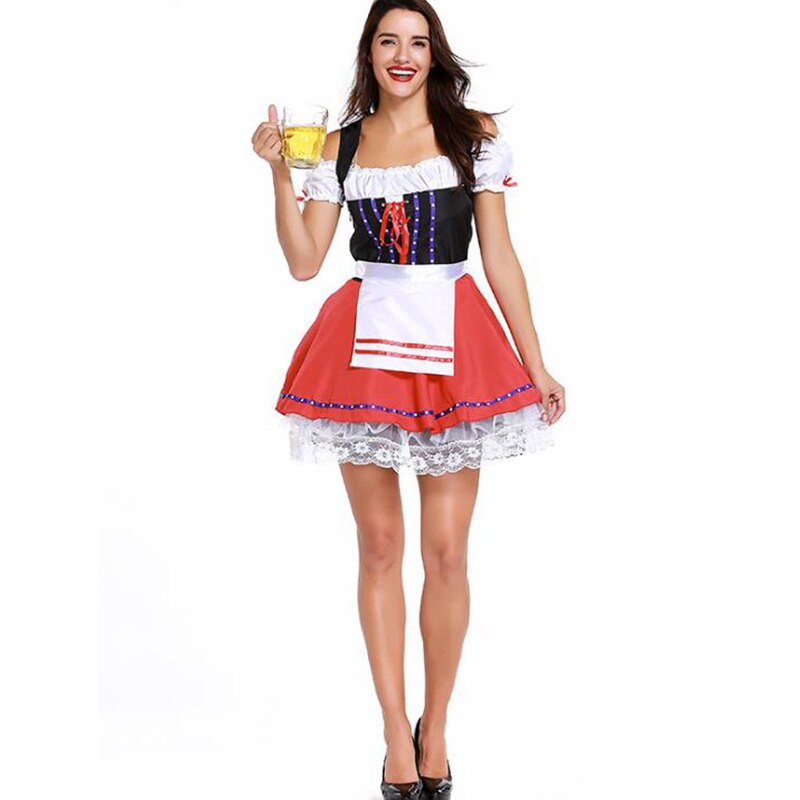 New Fashion Oktoberfest Costume German Bavarian Heidi Fancy Dress Up Dirndl Lederhosen Beer Girl Maid Costume